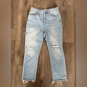 Madewell Perfect Vintage Distressed Light Wash Straight Denim Jeans